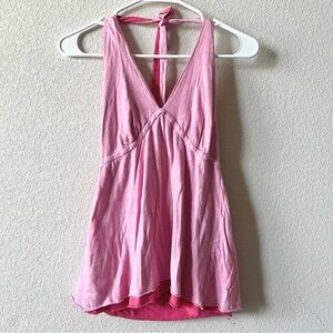 J. Crew Pink Preppy Beachy Y2K Babydoll Tie Back Halter Top M